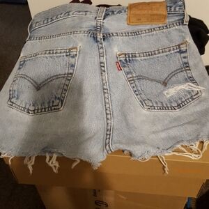 Authentic Vintage Levi's Light Blue Frayed Denim Shorts